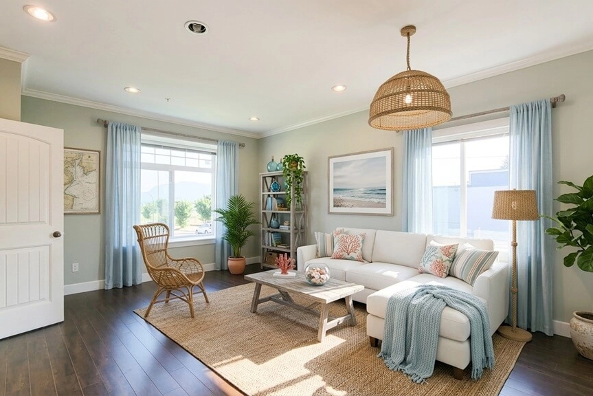Virtually Staged Coastal Living Room