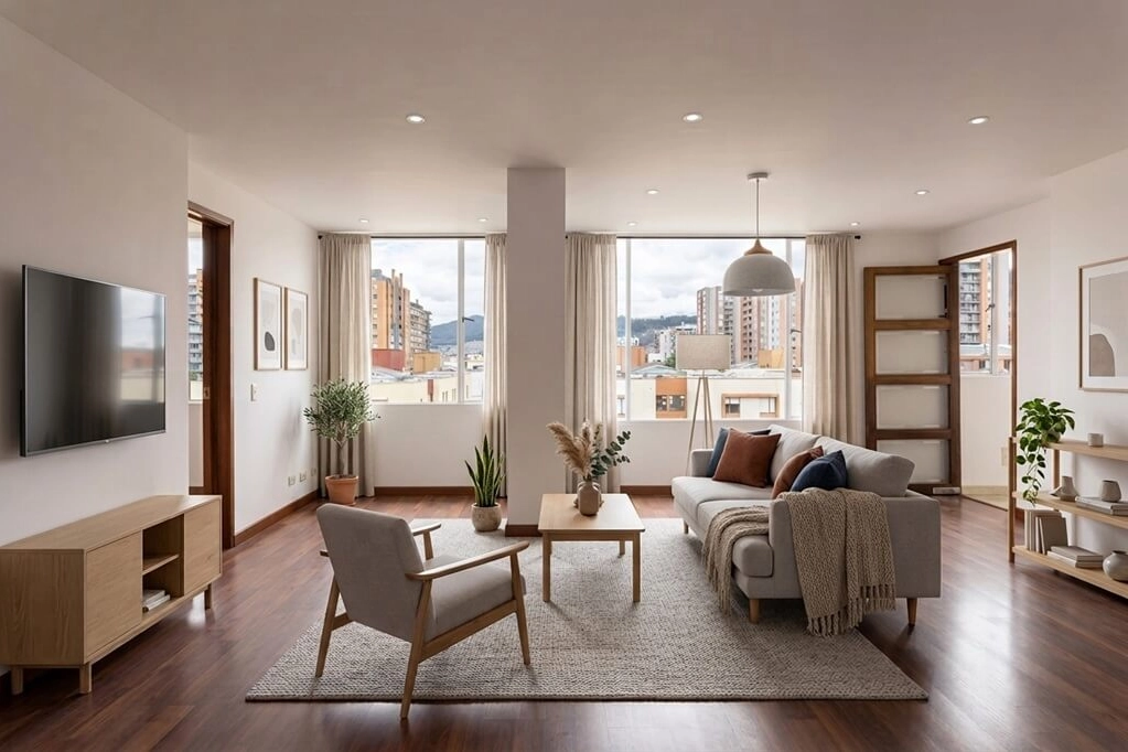 Virtually Staged Scandinavian Living Room