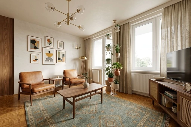 Redesigned Mid-Century Living Room